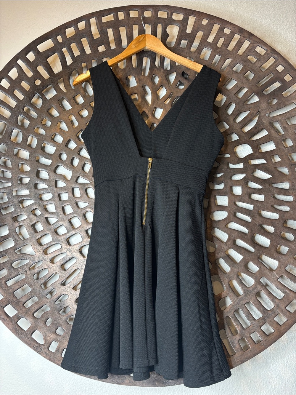 🖤 Black Fit & Flare Dress Womens Large V Neck Party Wedding Dress stretch🖤 - Picture 2 of 8